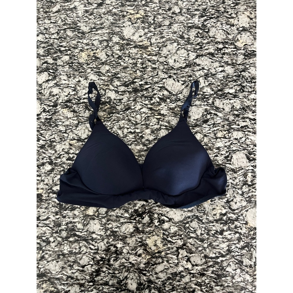 Laura Ashley Navy Blue Lace Trim Molded Cup T-Shirt Bra 36B Style‎ 2424-49